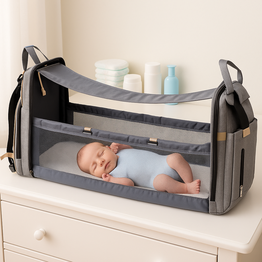 Pañalera 3-en-1 – Bolso, Cuna y Mudador
